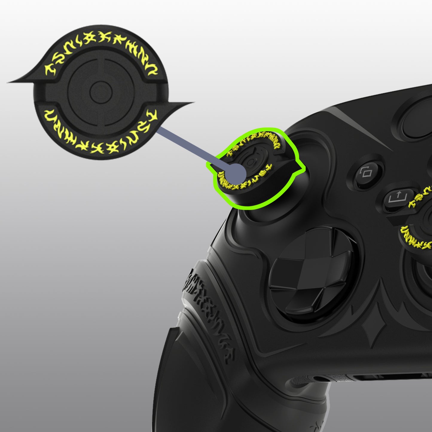PlayVital Runes Edition シリコンカバースキン Xbox Series X/S コントローラー & Xbox Core ワイヤレスコントローラー用 サムグリップ＆ステッカー付き【ブラック】