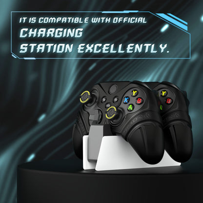 PlayVital Runes Edition シリコンカバースキン Xbox Series X/S コントローラー & Xbox Core ワイヤレスコントローラー用 サムグリップ＆ステッカー付き【ブラック】