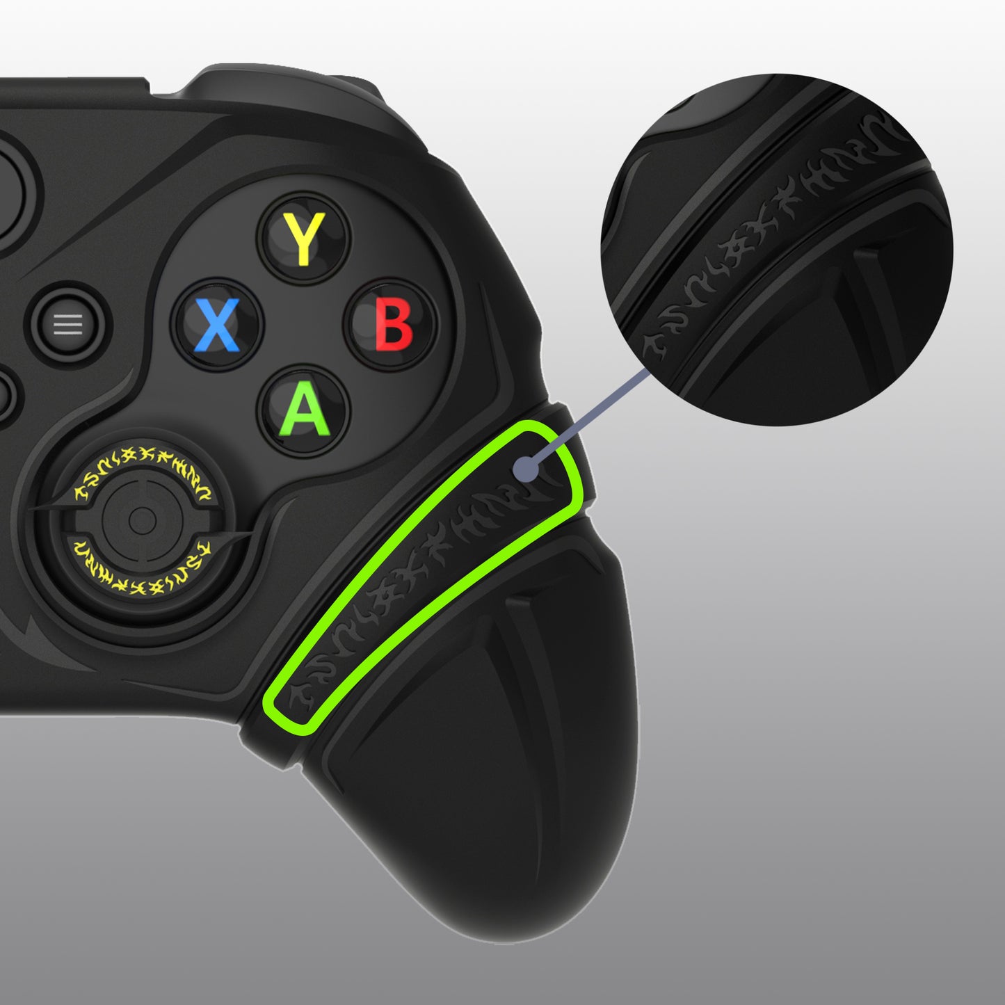 PlayVital Runes Edition シリコンカバースキン Xbox Series X/S コントローラー & Xbox Core ワイヤレスコントローラー用 サムグリップ＆ステッカー付き【ブラック】