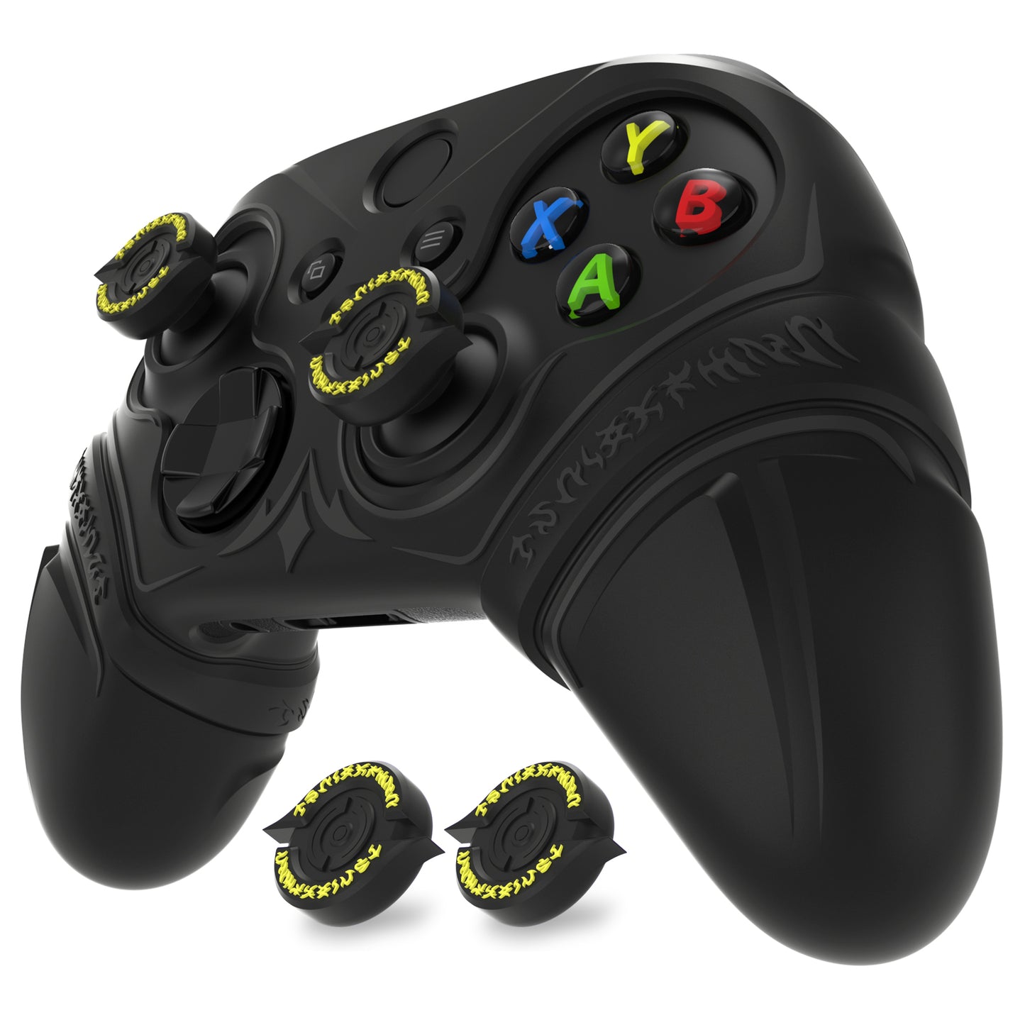 PlayVital Runes Edition シリコンカバースキン Xbox Series X/S コントローラー & Xbox Core ワイヤレスコントローラー用 サムグリップ＆ステッカー付き【ブラック】