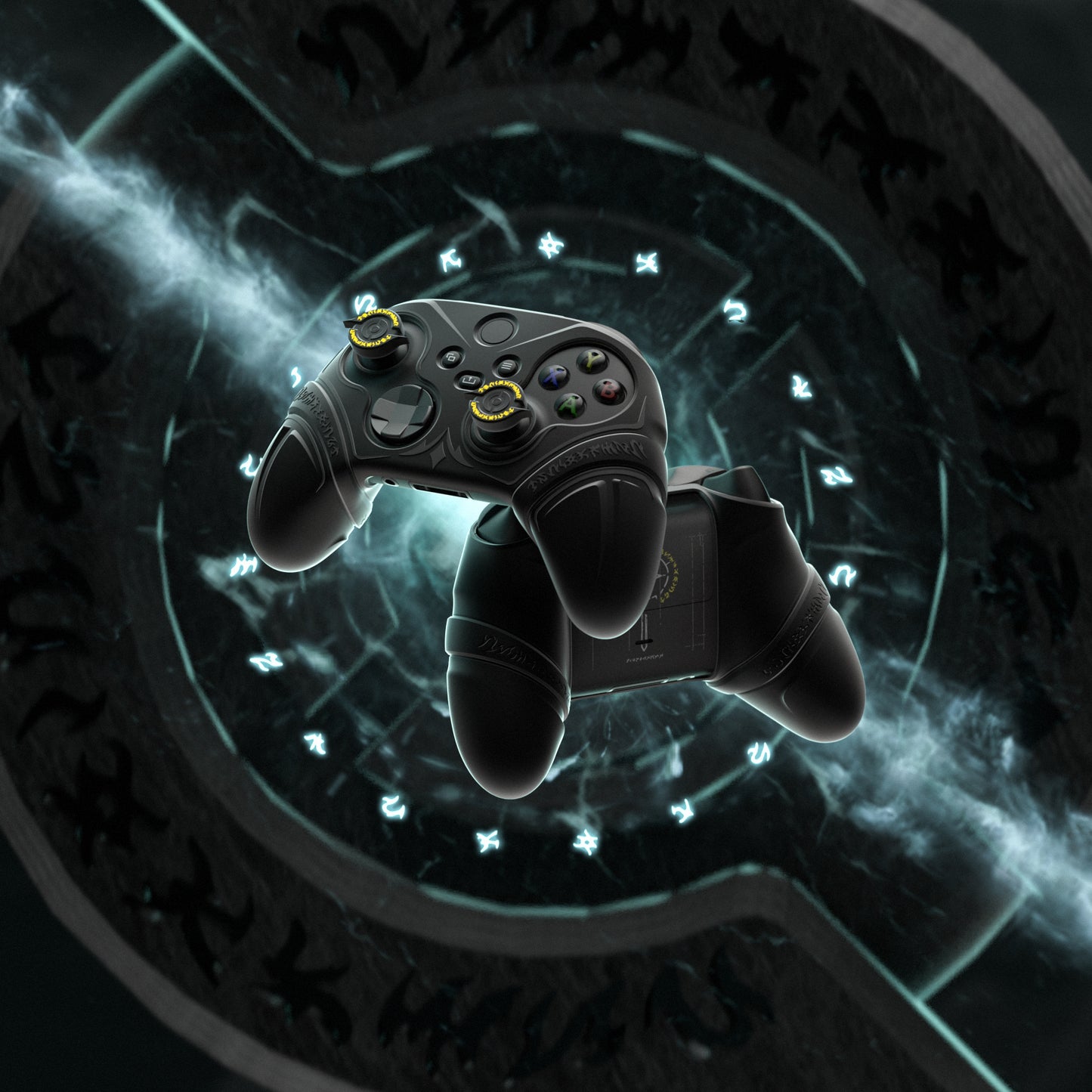 PlayVital Runes Edition シリコンカバースキン Xbox Series X/S コントローラー & Xbox Core ワイヤレスコントローラー用 サムグリップ＆ステッカー付き【ブラック】