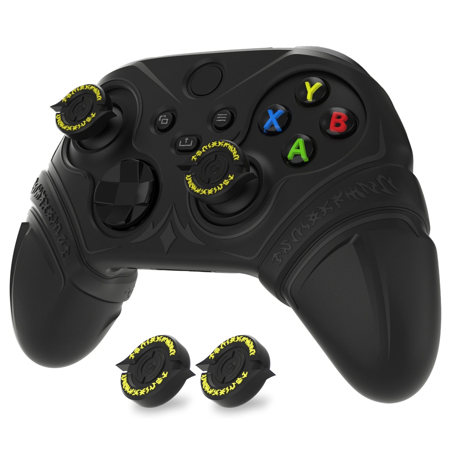 PlayVital Runes Edition シリコンカバースキン Xbox Series X/S コントローラー & Xbox Core ワイヤレスコントローラー用 サムグリップ＆ステッカー付き【ブラック】