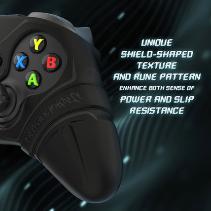 PlayVital Runes Edition シリコンカバースキン Xbox Series X/S コントローラー & Xbox Core ワイヤレスコントローラー用 サムグリップ＆ステッカー付き【ブラック】