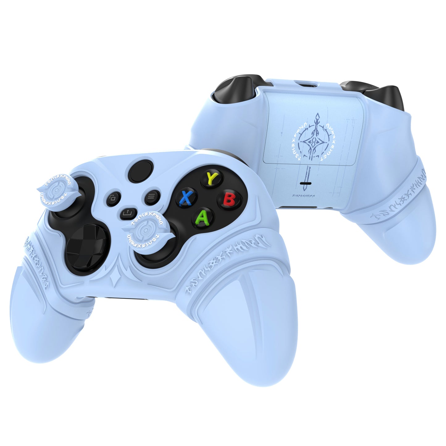 PlayVital Runes Edition シリコンカバースキン Xbox Series X/S コントローラー & Xbox Core ワイヤレスコントローラー用 サムグリップ＆ステッカー付き【ブルー】