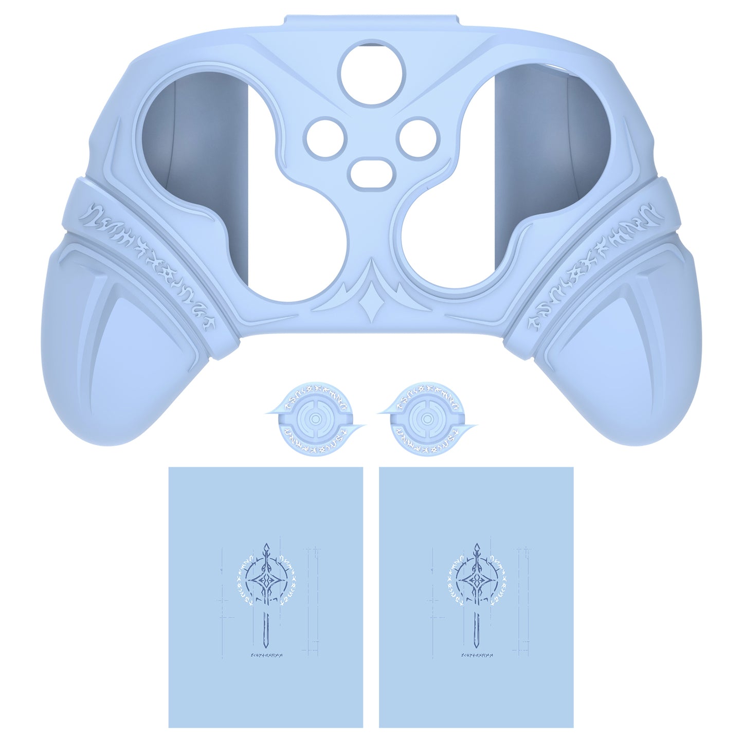 PlayVital Runes Edition シリコンカバースキン Xbox Series X/S コントローラー & Xbox Core ワイヤレスコントローラー用 サムグリップ＆ステッカー付き【ブルー】