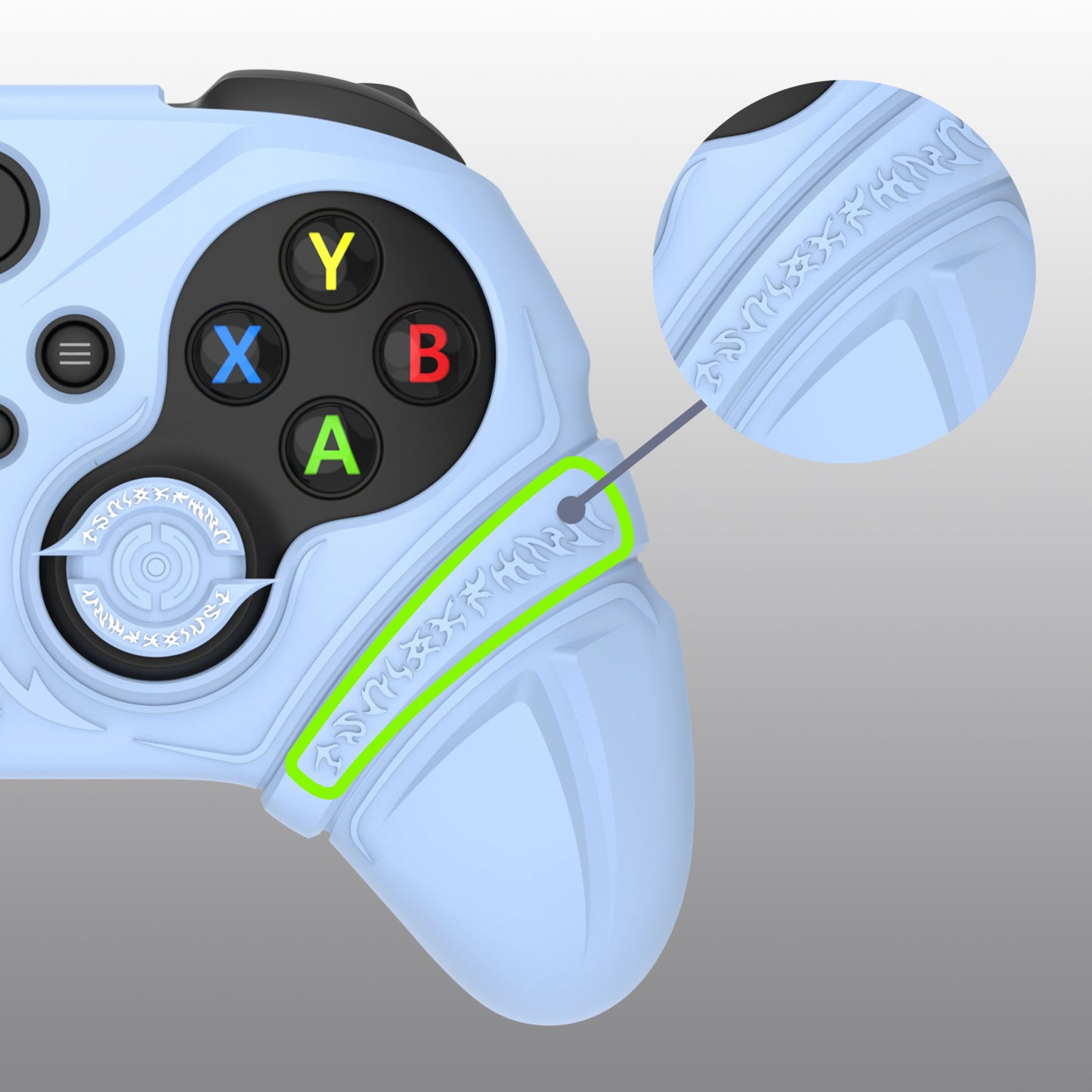 PlayVital Runes Edition シリコンカバースキン Xbox Series X/S コントローラー & Xbox Core ワイヤレスコントローラー用 サムグリップ＆ステッカー付き【ブルー】
