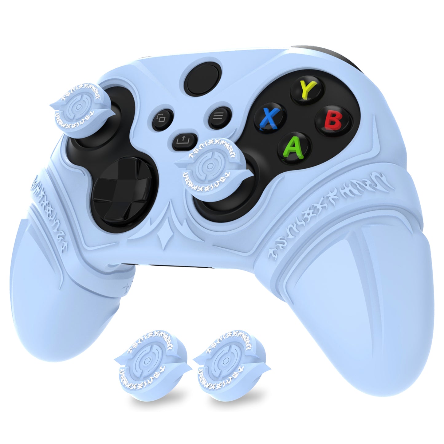 PlayVital Runes Edition シリコンカバースキン Xbox Series X/S コントローラー & Xbox Core ワイヤレスコントローラー用 サムグリップ＆ステッカー付き【ブルー】