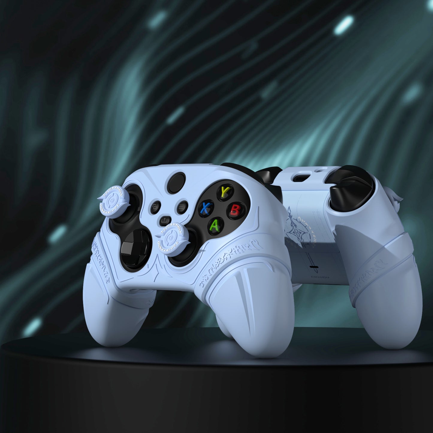 PlayVital Runes Edition シリコンカバースキン Xbox Series X/S コントローラー & Xbox Core ワイヤレスコントローラー用 サムグリップ＆ステッカー付き【ブルー】