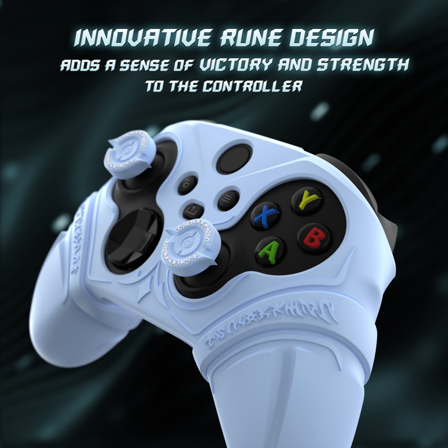 PlayVital Runes Edition シリコンカバースキン Xbox Series X/S コントローラー & Xbox Core ワイヤレスコントローラー用 サムグリップ＆ステッカー付き【ブルー】