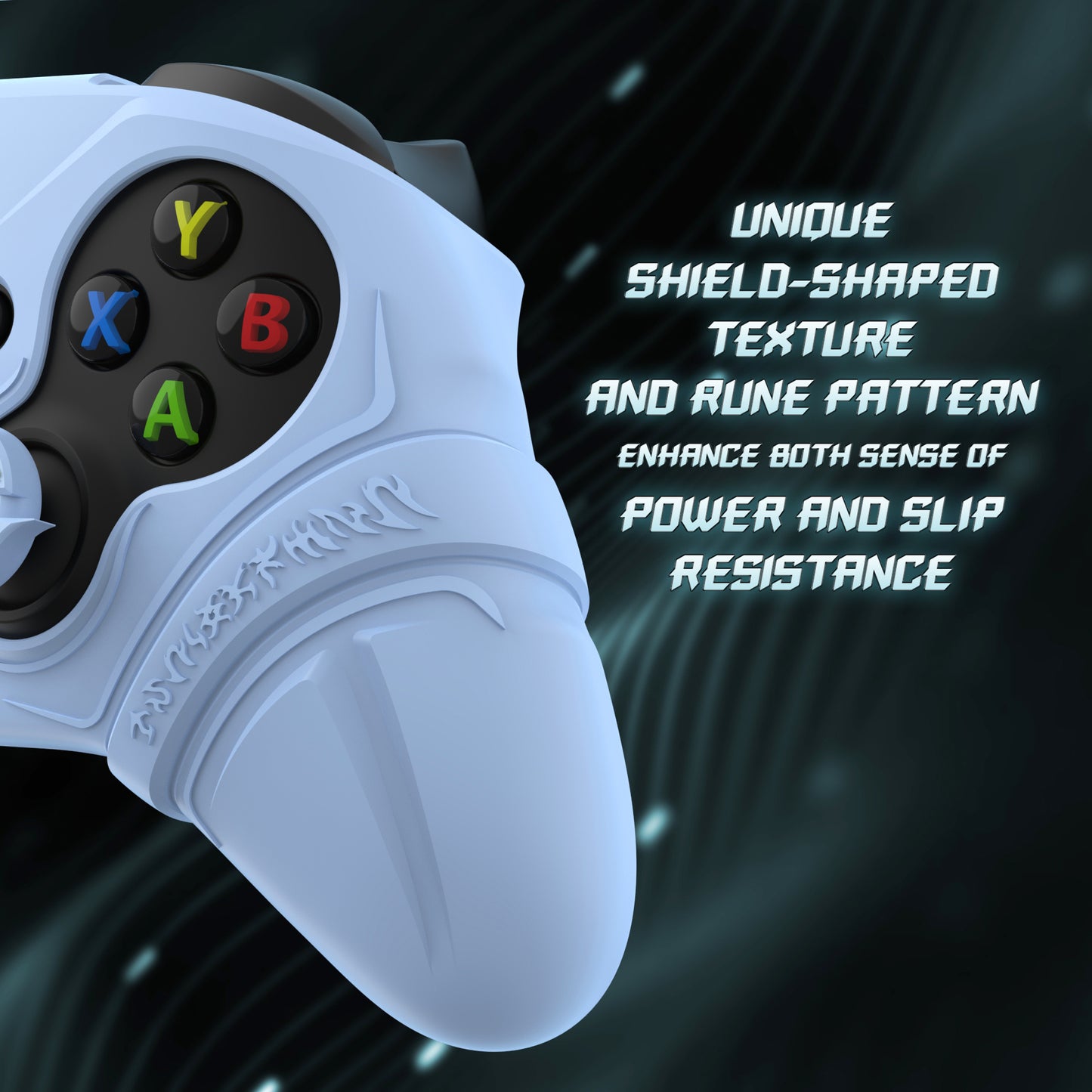 PlayVital Runes Edition シリコンカバースキン Xbox Series X/S コントローラー & Xbox Core ワイヤレスコントローラー用 サムグリップ＆ステッカー付き【ブルー】