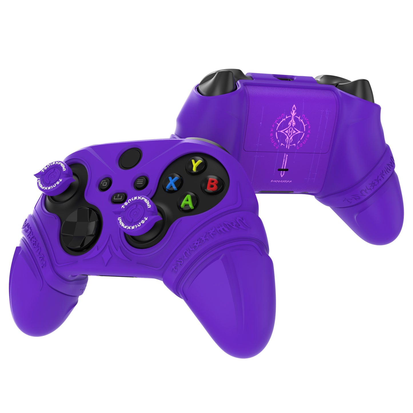 PlayVital Runes Edition シリコンカバースキン Xbox Series X/S コントローラー & Xbox Core ワイヤレスコントローラー用 サムグリップ＆ステッカー付き【パープル】