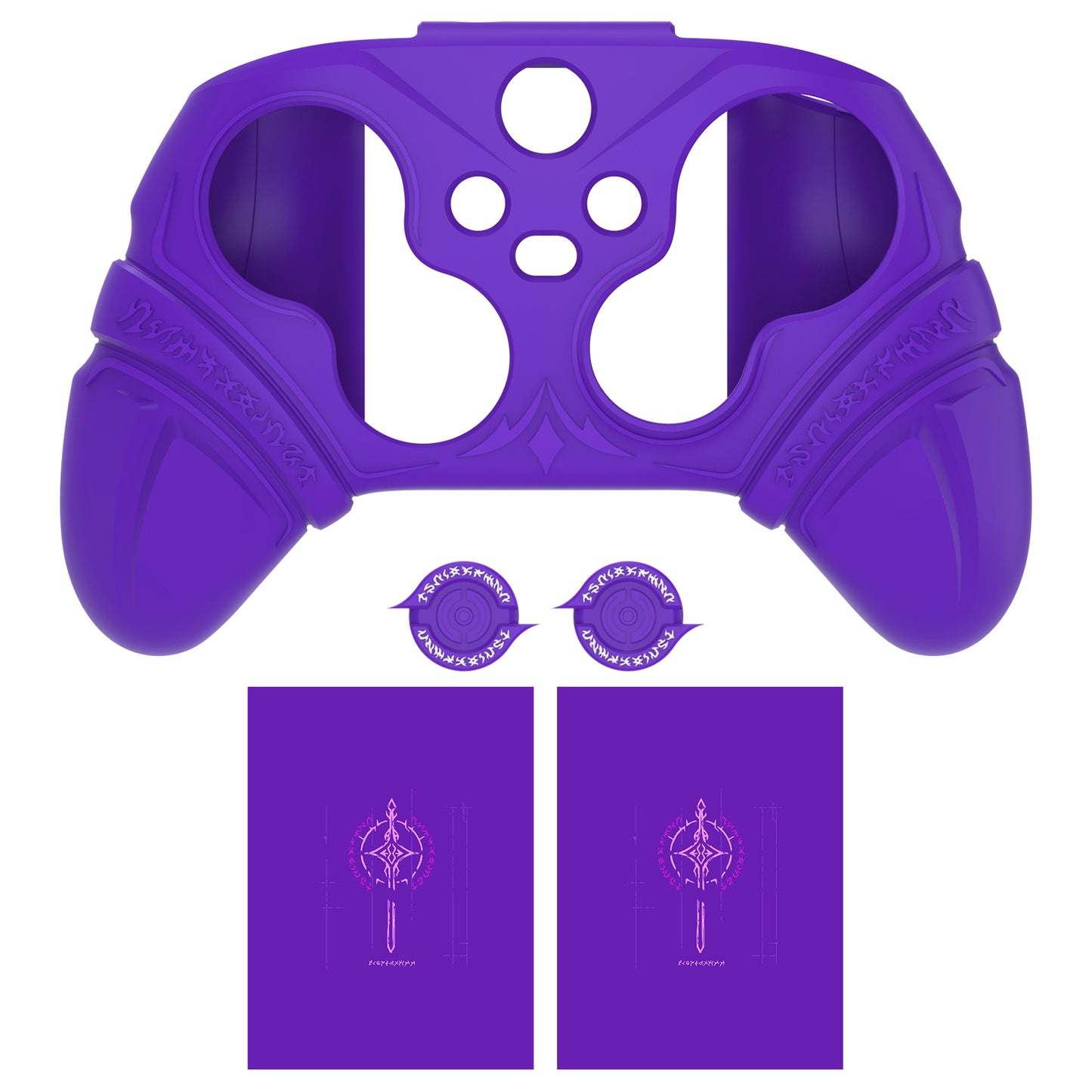 PlayVital Runes Edition シリコンカバースキン Xbox Series X/S コントローラー & Xbox Core ワイヤレスコントローラー用 サムグリップ＆ステッカー付き【パープル】