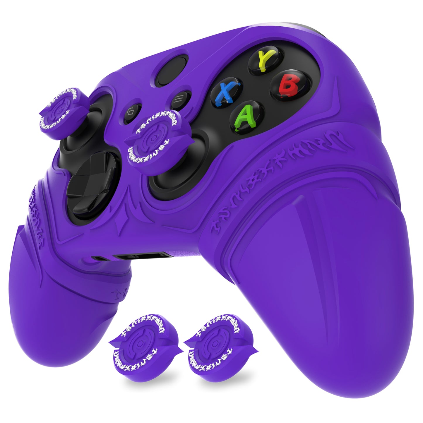 PlayVital Runes Edition シリコンカバースキン Xbox Series X/S コントローラー & Xbox Core ワイヤレスコントローラー用 サムグリップ＆ステッカー付き【パープル】