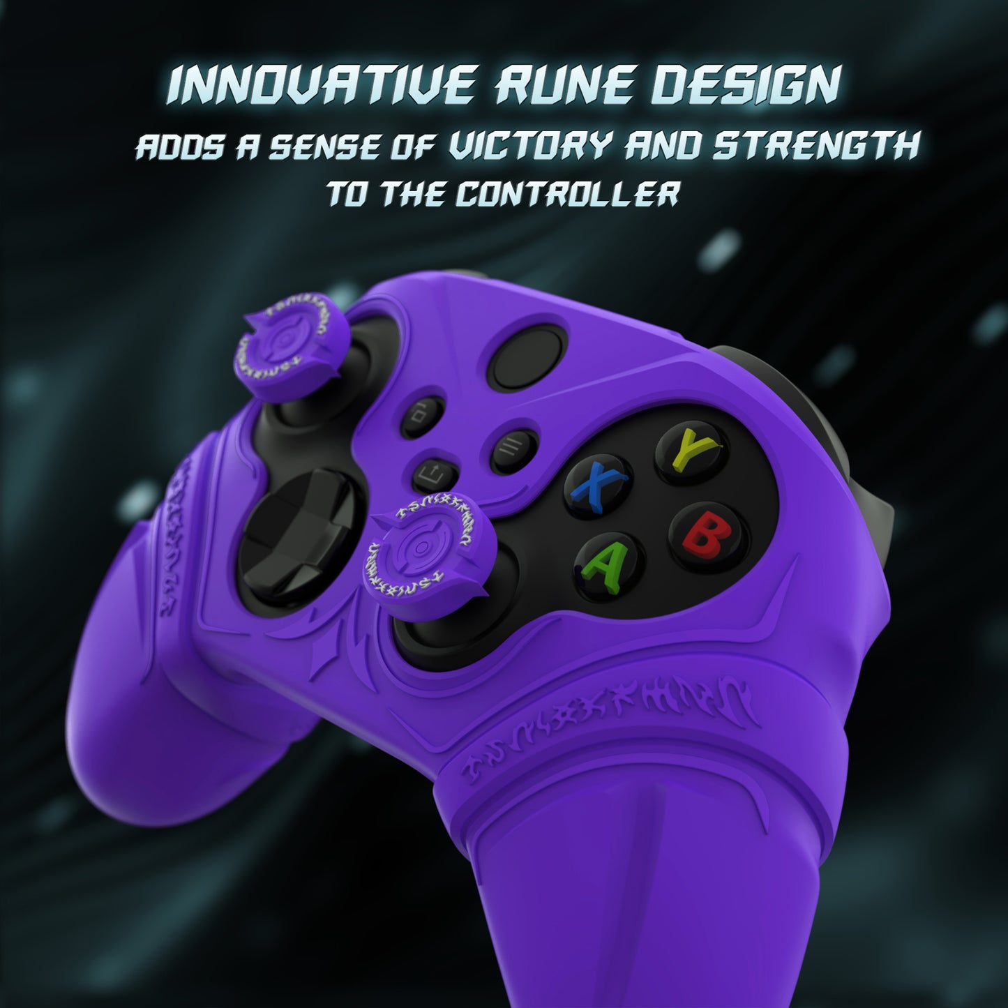 PlayVital Runes Edition シリコンカバースキン Xbox Series X/S コントローラー & Xbox Core ワイヤレスコントローラー用 サムグリップ＆ステッカー付き【パープル】