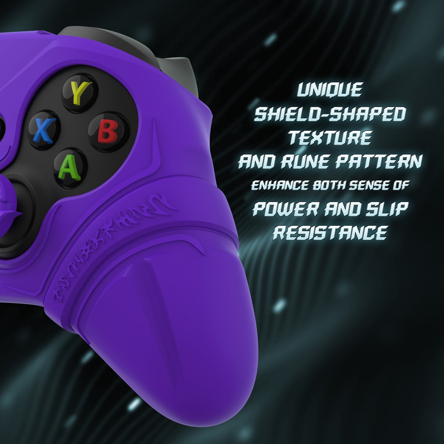 PlayVital Runes Edition シリコンカバースキン Xbox Series X/S コントローラー & Xbox Core ワイヤレスコントローラー用 サムグリップ＆ステッカー付き【パープル】