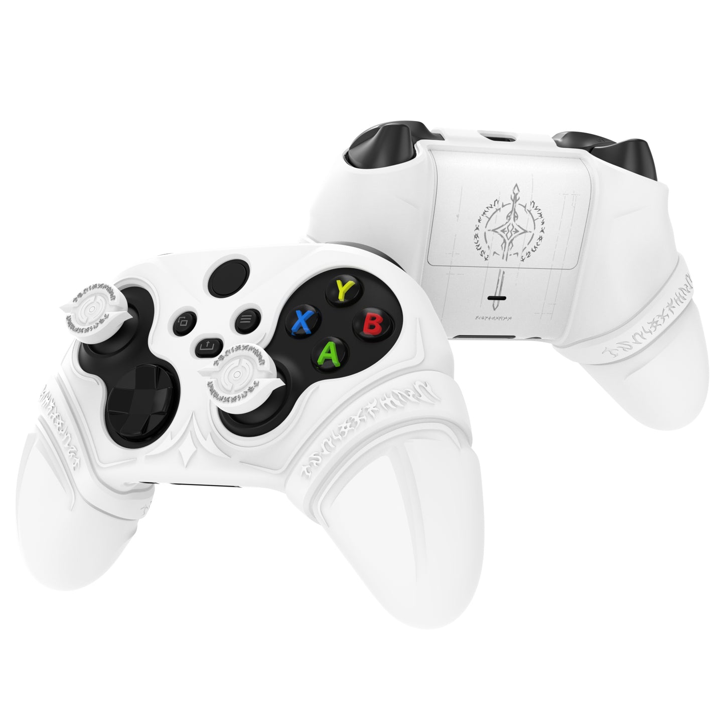 PlayVital Runes Edition シリコンカバースキン Xbox Series X/S コントローラー & Xbox Core ワイヤレスコントローラー用 サムグリップ＆ステッカー付き【ホワイト】