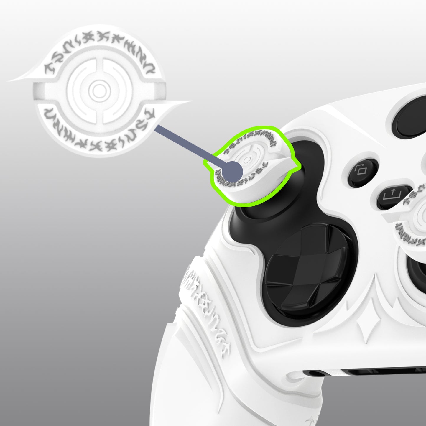 PlayVital Runes Edition シリコンカバースキン Xbox Series X/S コントローラー & Xbox Core ワイヤレスコントローラー用 サムグリップ＆ステッカー付き【ホワイト】