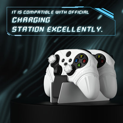PlayVital Runes Edition シリコンカバースキン Xbox Series X/S コントローラー & Xbox Core ワイヤレスコントローラー用 サムグリップ＆ステッカー付き【ホワイト】