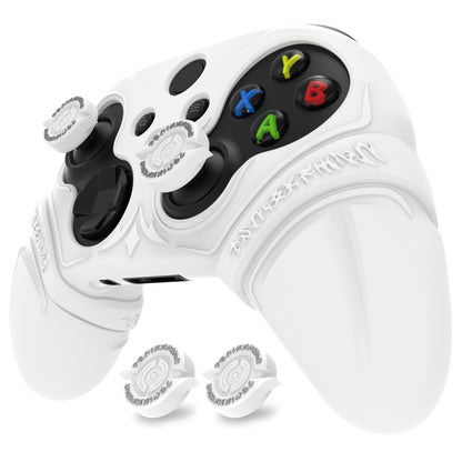 PlayVital Runes Edition シリコンカバースキン Xbox Series X/S コントローラー & Xbox Core ワイヤレスコントローラー用 サムグリップ＆ステッカー付き【ホワイト】