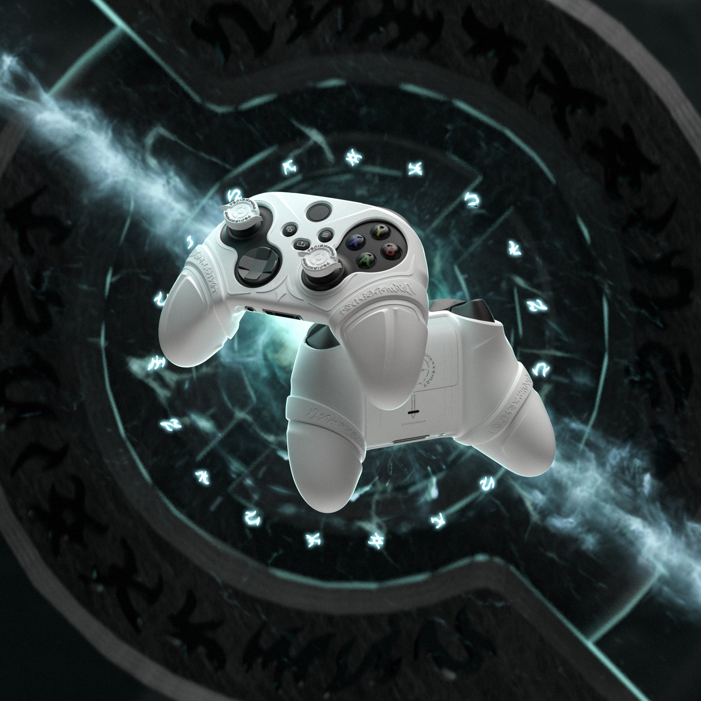 PlayVital Runes Edition シリコンカバースキン Xbox Series X/S コントローラー & Xbox Core ワイヤレスコントローラー用 サムグリップ＆ステッカー付き【ホワイト】
