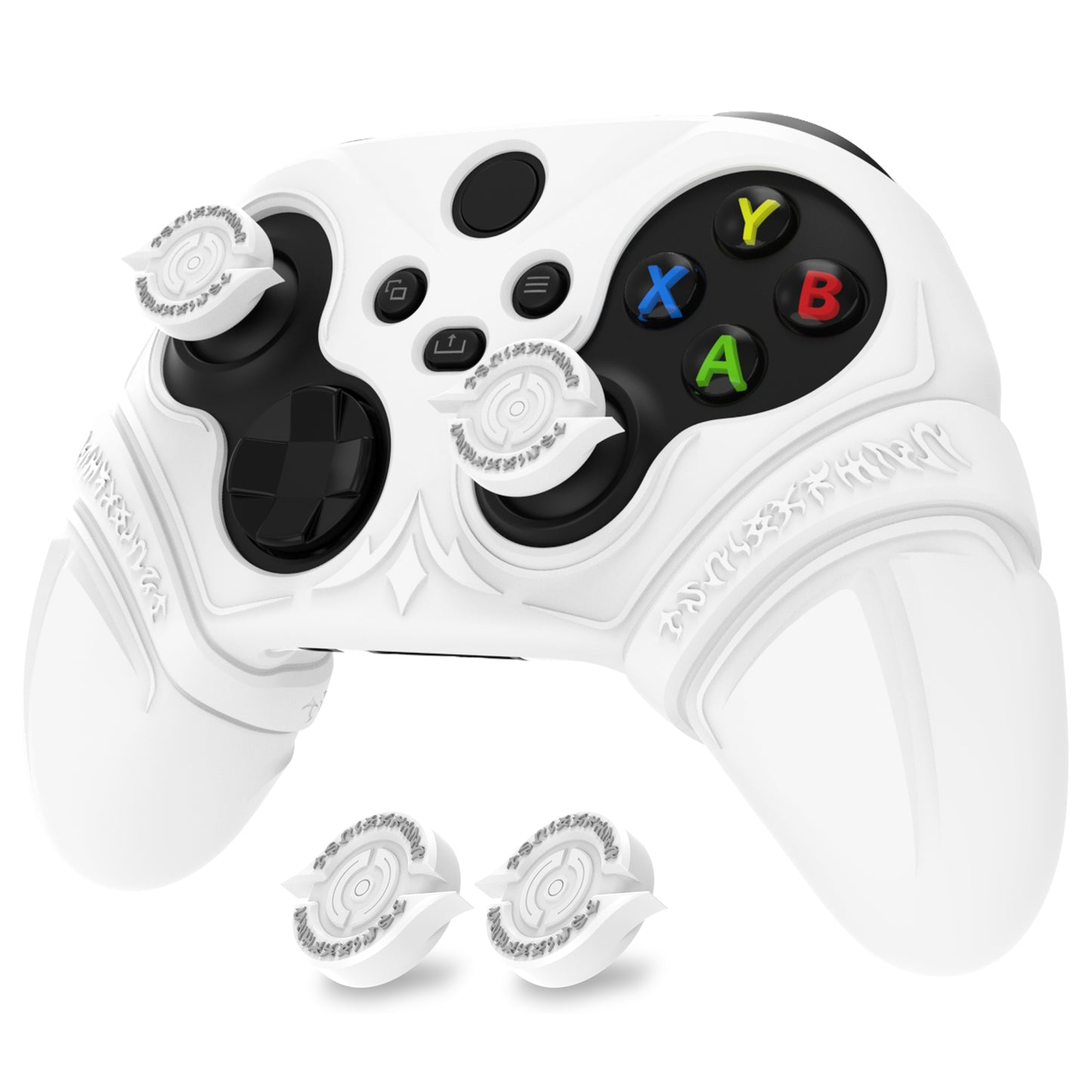 PlayVital Runes Edition シリコンカバースキン Xbox Series X/S コントローラー & Xbox Core ワイヤレスコントローラー用 サムグリップ＆ステッカー付き【ホワイト】