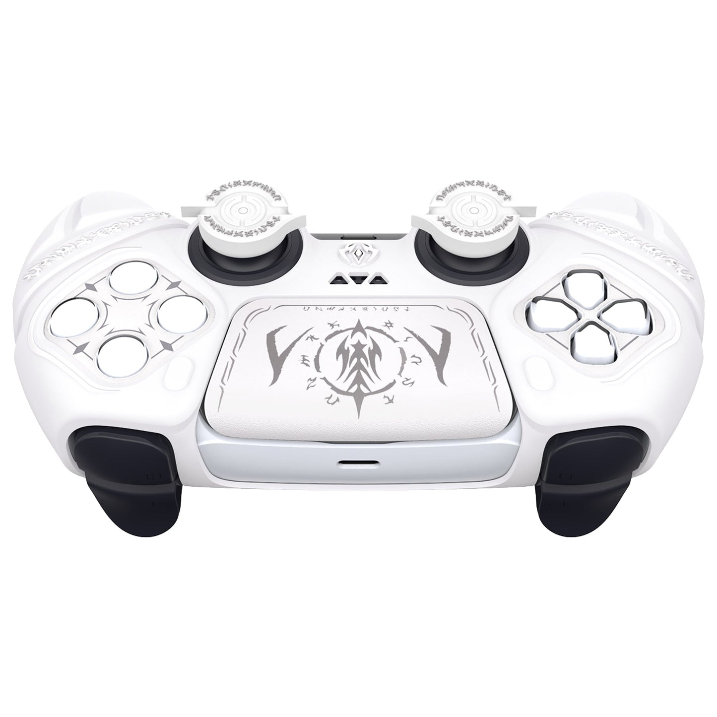 PlayVital Runes Edition Silicone Cover Skin for PS5 Controller with Thumb Grips & Touchpad Skin & D-pad Area Sticker, Compatible with PS5 Charging Dock - Black - FVEPFP001 (Copy) PlayVital