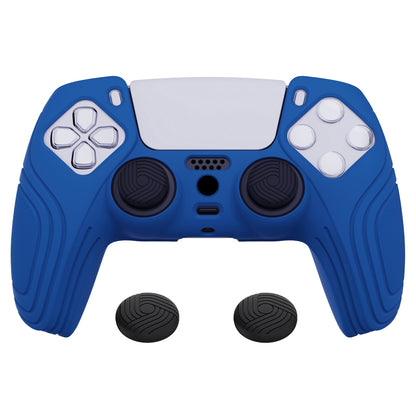 PlayVital Samurai Edition Anti-Slip Silicone Cover Skin with Thumb Grip Caps for PS5 Wireless Controller - Blue - BWPF008 PlayVital