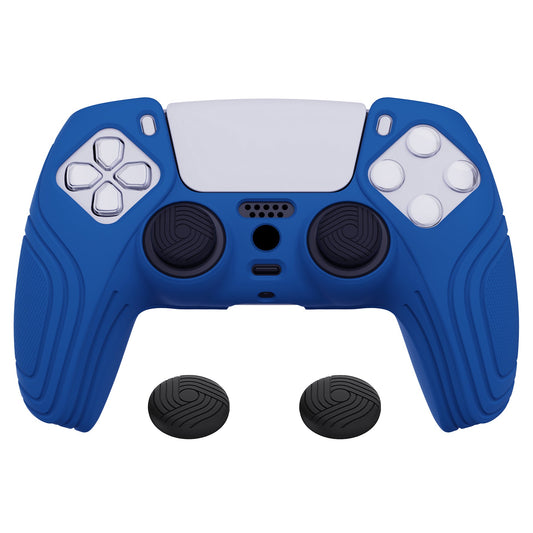 PlayVital Samurai Edition Anti-Slip Silicone Cover Skin with Thumb Grip Caps for PS5 Wireless Controller - Blue - BWPF008 PlayVital