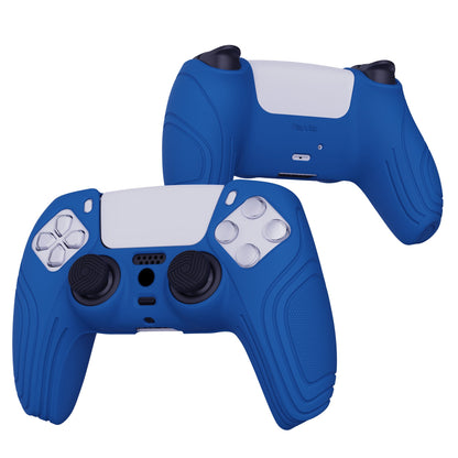 PlayVital Samurai Edition Anti-Slip Silicone Cover Skin with Thumb Grip Caps for PS5 Wireless Controller - Blue - BWPF008 PlayVital