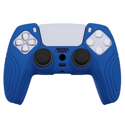 PlayVital Samurai Edition Anti-Slip Silicone Cover Skin with Thumb Grip Caps for PS5 Wireless Controller - Blue - BWPF008 PlayVital