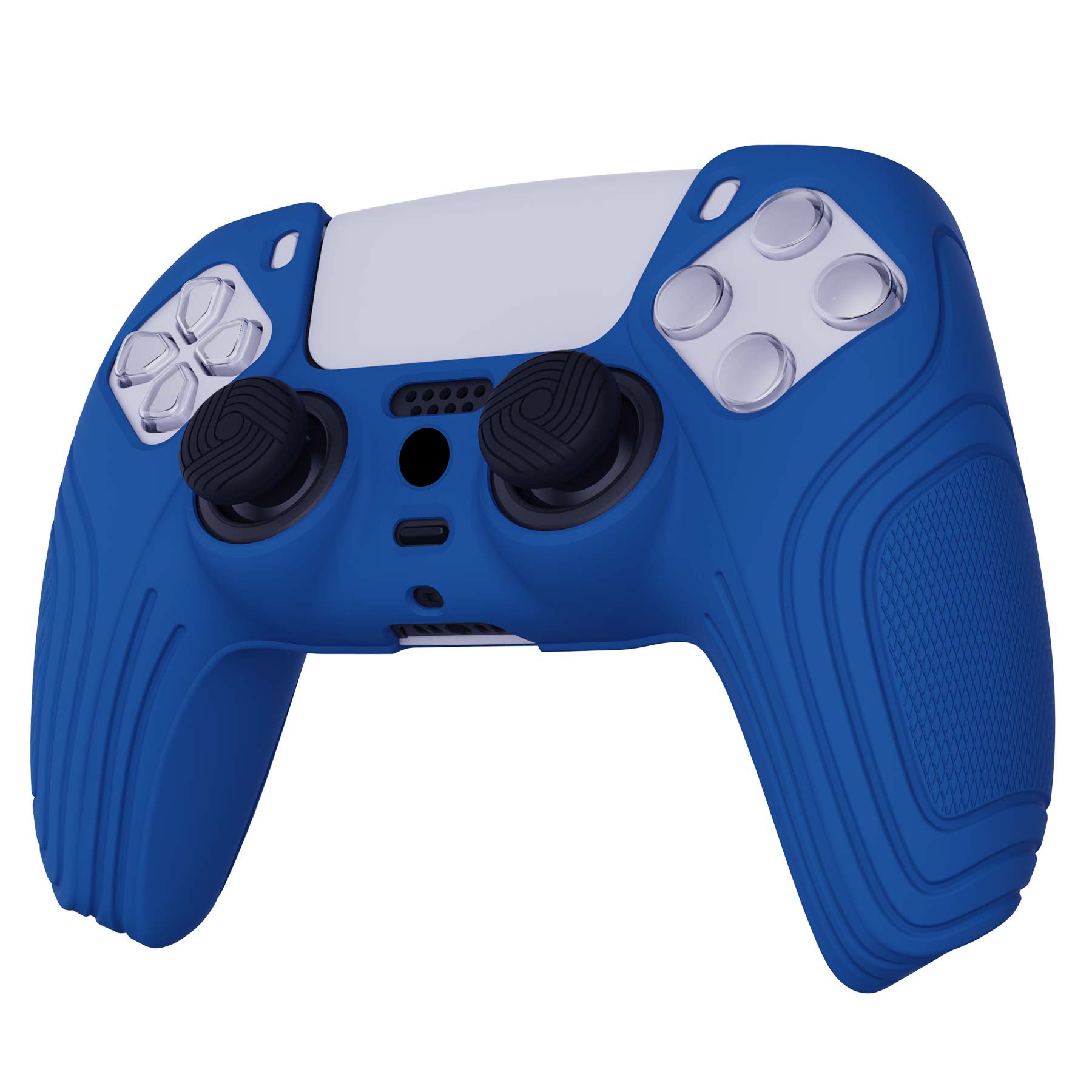 PlayVital Samurai Edition Anti-Slip Silicone Cover Skin with Thumb Grip Caps for PS5 Wireless Controller - Blue - BWPF008 PlayVital