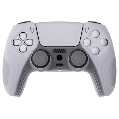 PlayVital Samurai Edition Anti-Slip Silicone Cover Skin with Thumb Grip Caps for PS5 Wireless Controller - Clear White - BWPF013 PlayVital