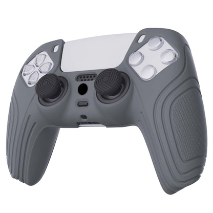 PlayVital Samurai Edition Anti-Slip Silicone Cover Skin with Thumb Grip Caps for PS5 Wireless Controller - Gray - BWPF006 PlayVital