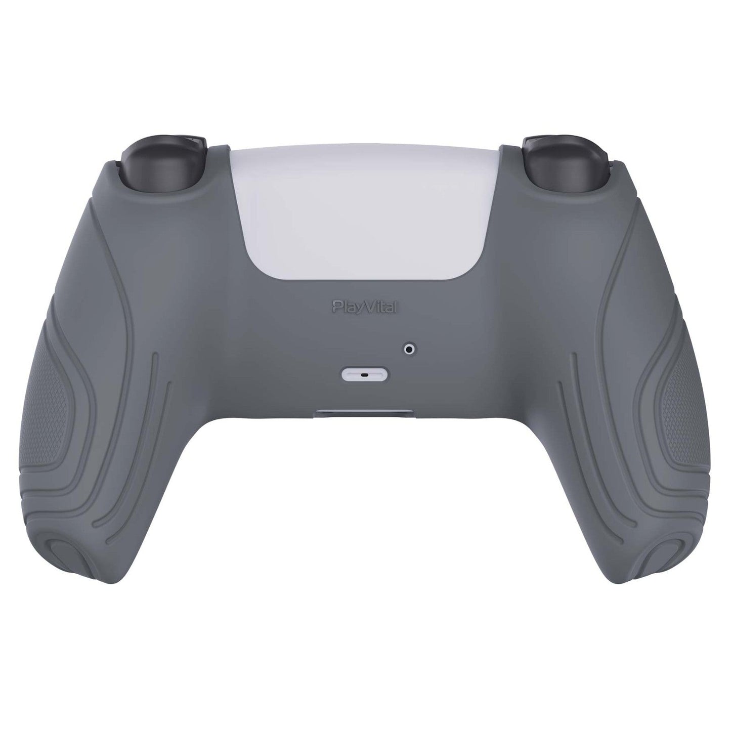 PlayVital Samurai Edition Anti-Slip Silicone Cover Skin with Thumb Grip Caps for PS5 Wireless Controller - Gray - BWPF006 PlayVital