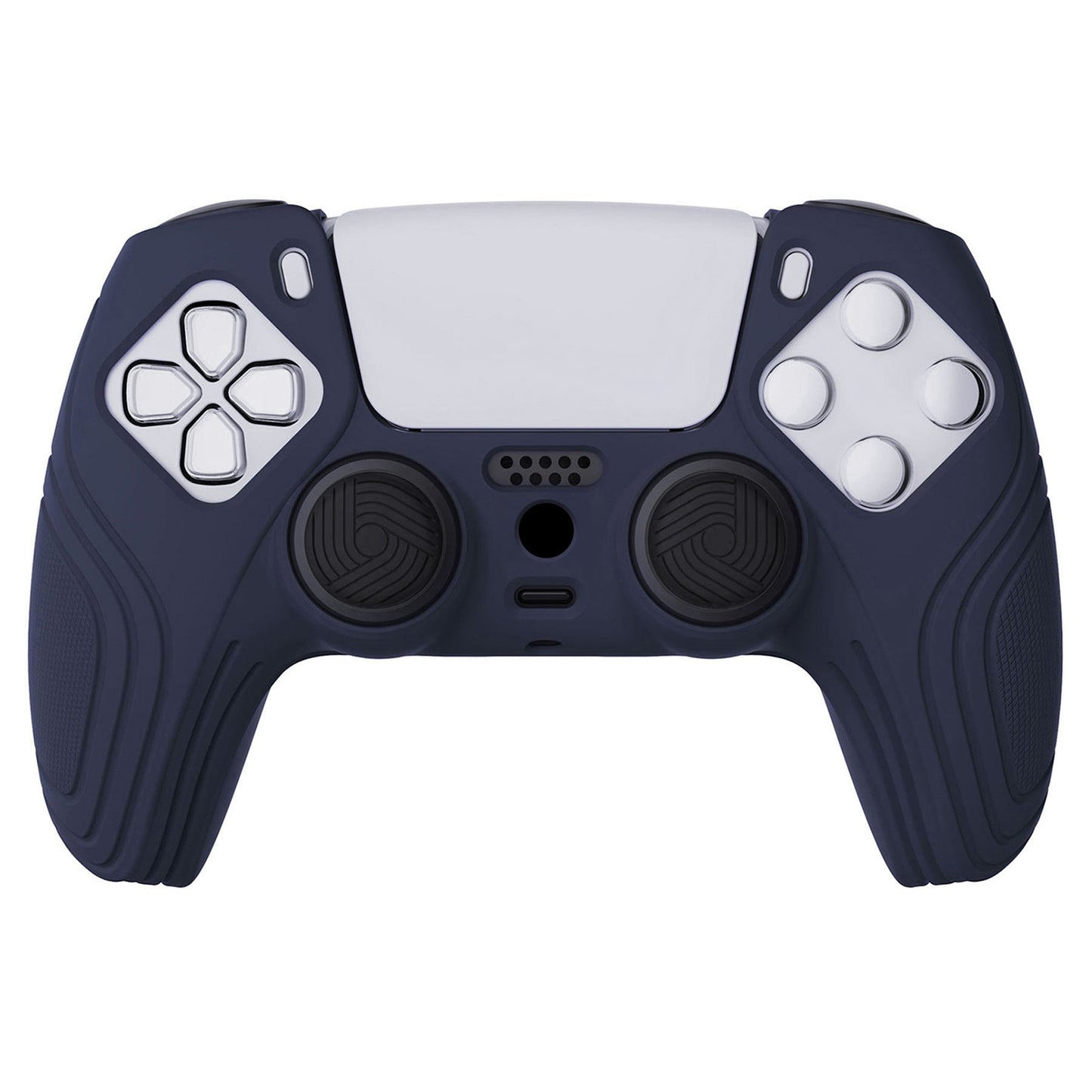 PlayVital Samurai Edition Anti-Slip Silicone Cover Skin with Thumb Grip Caps for PS5 Wireless Controller - Midnight Blue - BWPF003 PlayVital