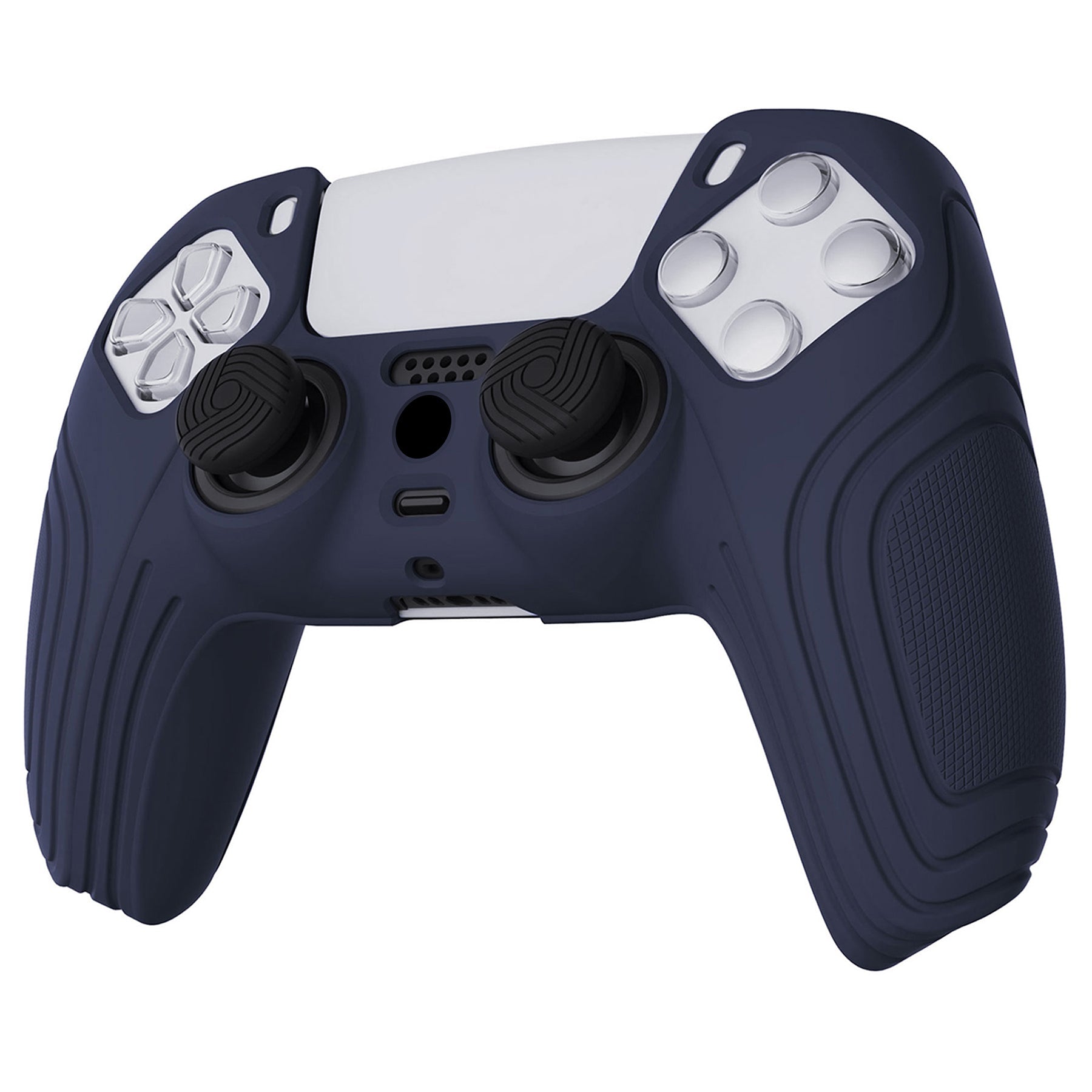 PlayVital Samurai Edition Anti-Slip Silicone Cover Skin with Thumb Grip Caps for PS5 Wireless Controller - Midnight Blue - BWPF003 PlayVital