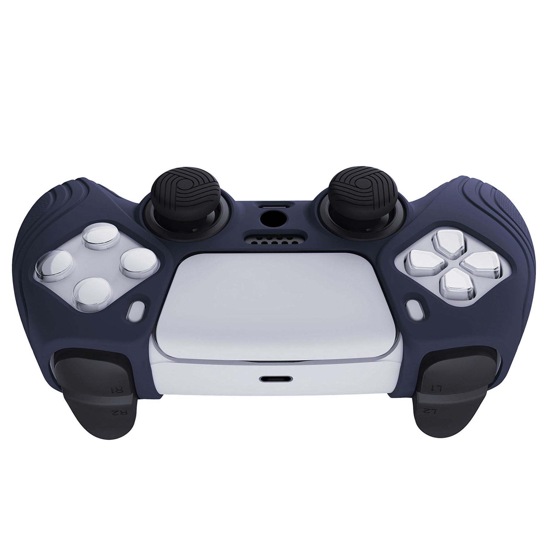 PlayVital Samurai Edition Anti-Slip Silicone Cover Skin with Thumb Grip Caps for PS5 Wireless Controller - Midnight Blue - BWPF003 PlayVital