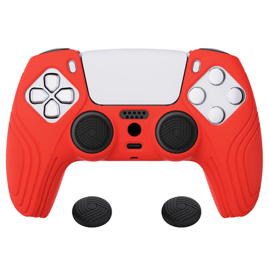 PlayVital Samurai Edition Anti-Slip Silicone Cover Skin with Thumb Grip Caps for PS5 Wireless Controller - Passion Red - BWPF012 PlayVital