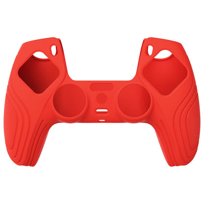 PlayVital Samurai Edition Anti-Slip Silicone Cover Skin with Thumb Grip Caps for PS5 Wireless Controller - Passion Red - BWPF012 PlayVital