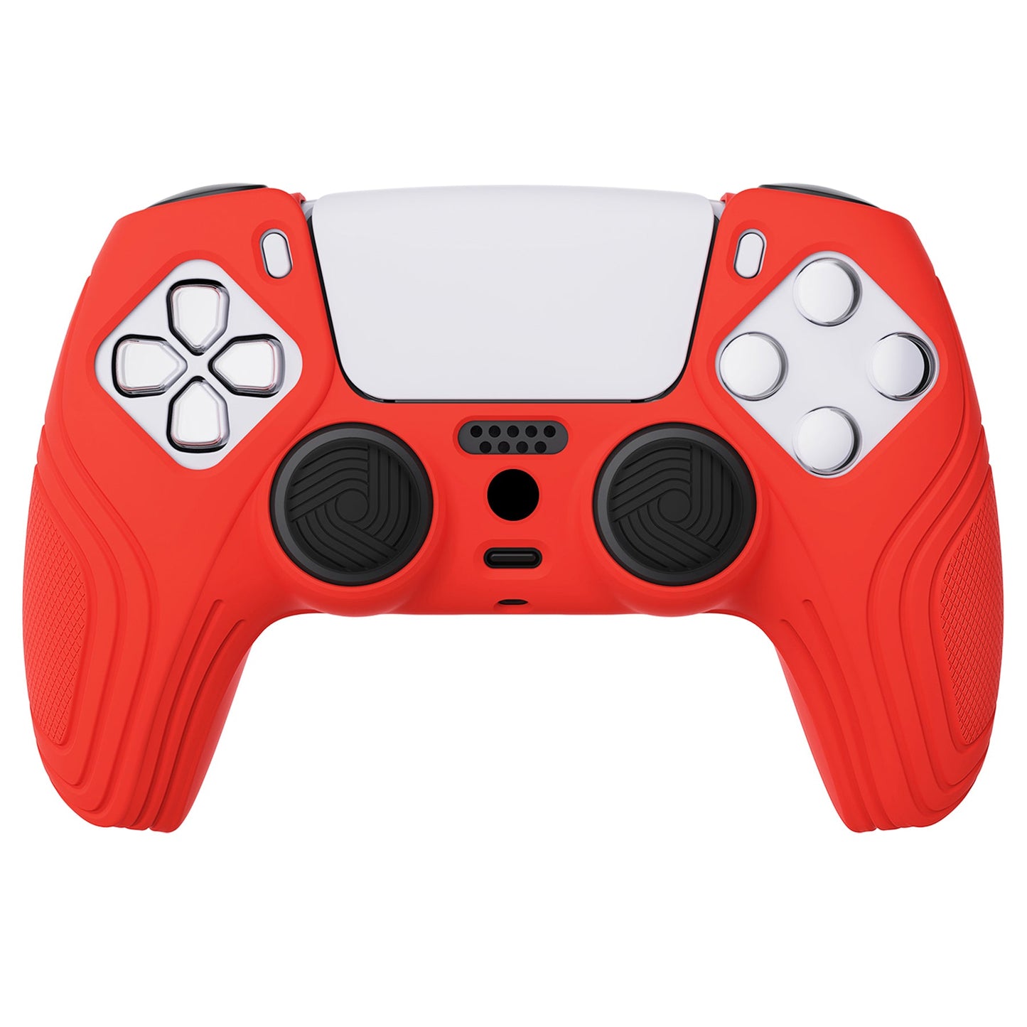 PlayVital Samurai Edition Anti-Slip Silicone Cover Skin with Thumb Grip Caps for PS5 Wireless Controller - Passion Red - BWPF012 PlayVital