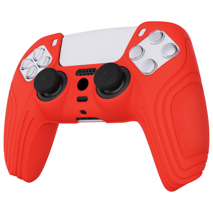 PlayVital Samurai Edition Anti-Slip Silicone Cover Skin with Thumb Grip Caps for PS5 Wireless Controller - Passion Red - BWPF012 PlayVital