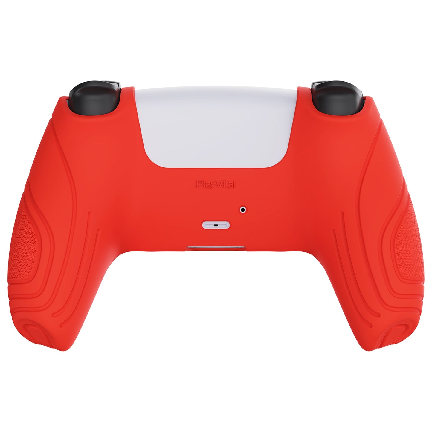 PlayVital Samurai Edition Anti-Slip Silicone Cover Skin with Thumb Grip Caps for PS5 Wireless Controller - Passion Red - BWPF012 PlayVital