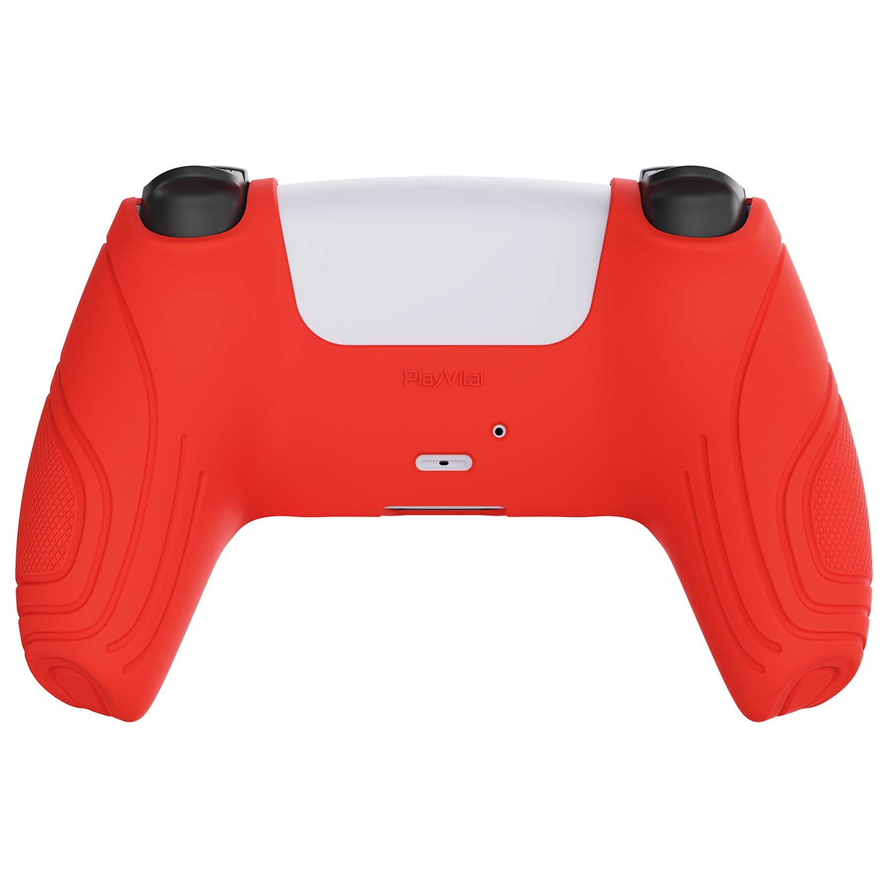 PlayVital Samurai Edition Anti-Slip Silicone Cover Skin with Thumb Grip Caps for PS5 Wireless Controller - Passion Red - BWPF012 PlayVital