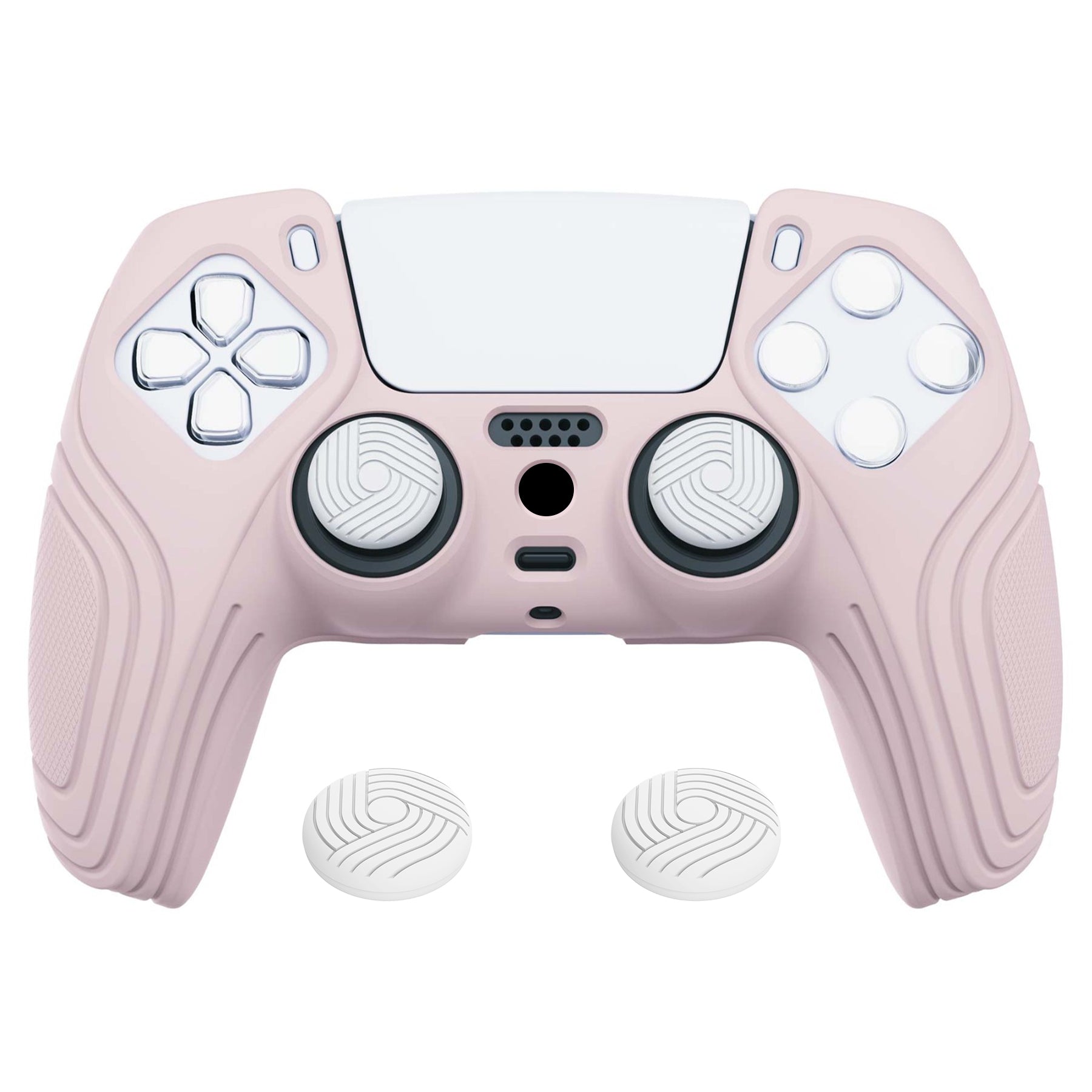 PlayVital Samurai Edition Anti-Slip Silicone Cover Skin with Thumb Grip Caps for PS5 Wireless Controller - Pink - BWPF005 PlayVital