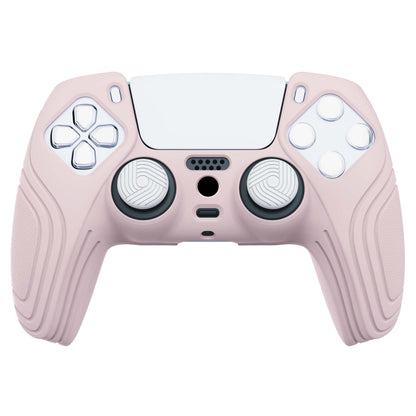 PlayVital Samurai Edition Anti-Slip Silicone Cover Skin with Thumb Grip Caps for PS5 Wireless Controller - Pink - BWPF005 PlayVital