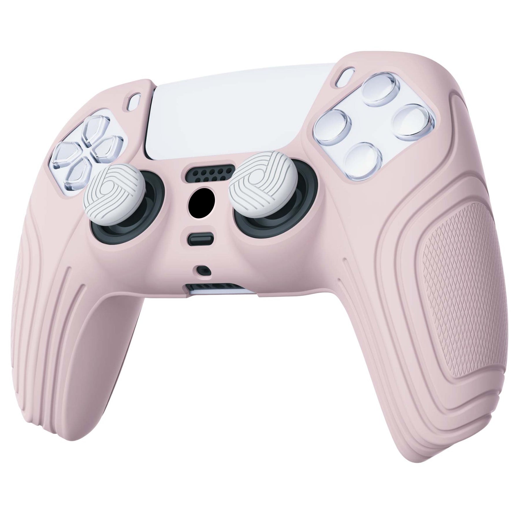 PlayVital Samurai Edition Anti-Slip Silicone Cover Skin with Thumb Grip Caps for PS5 Wireless Controller - Pink - BWPF005 PlayVital