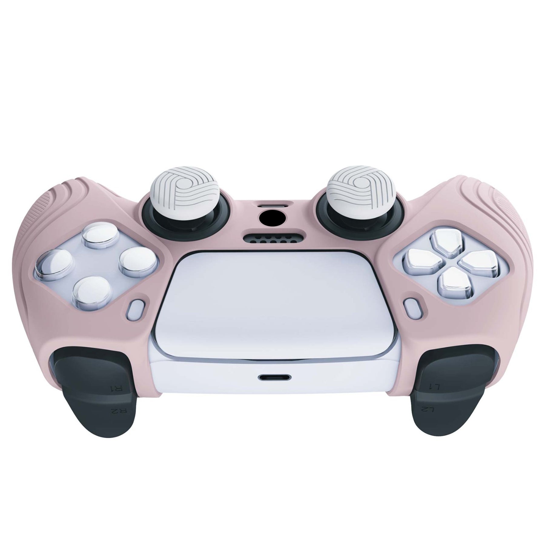 PlayVital Samurai Edition Anti-Slip Silicone Cover Skin with Thumb Grip Caps for PS5 Wireless Controller - Pink - BWPF005 PlayVital