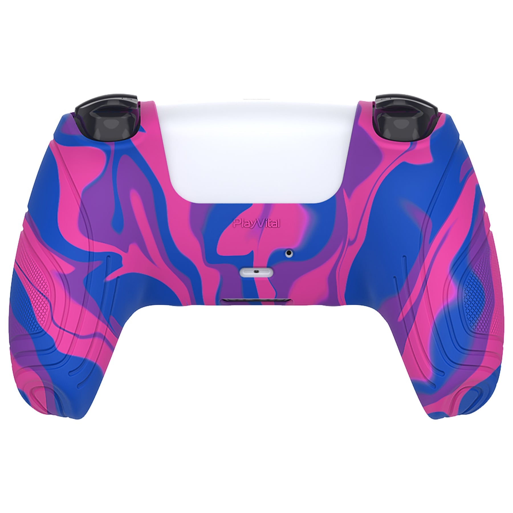 PlayVital Samurai Edition Anti-Slip Silicone Cover Skin with Thumb Grip Caps for PS5 Wireless Controller - Pink & Purple & Blue - BWPF015 PlayVital