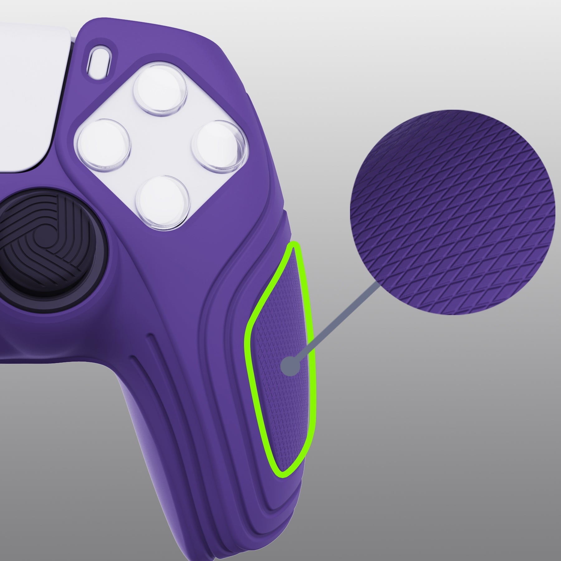 PlayVital Samurai Edition Anti-Slip Silicone Cover Skin with Thumb Grip Caps for PS5 Wireless Controller - Purple - BWPF007 PlayVital