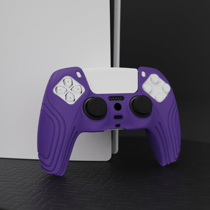 PlayVital Samurai Edition Anti-Slip Silicone Cover Skin with Thumb Grip Caps for PS5 Wireless Controller - Purple - BWPF007 PlayVital